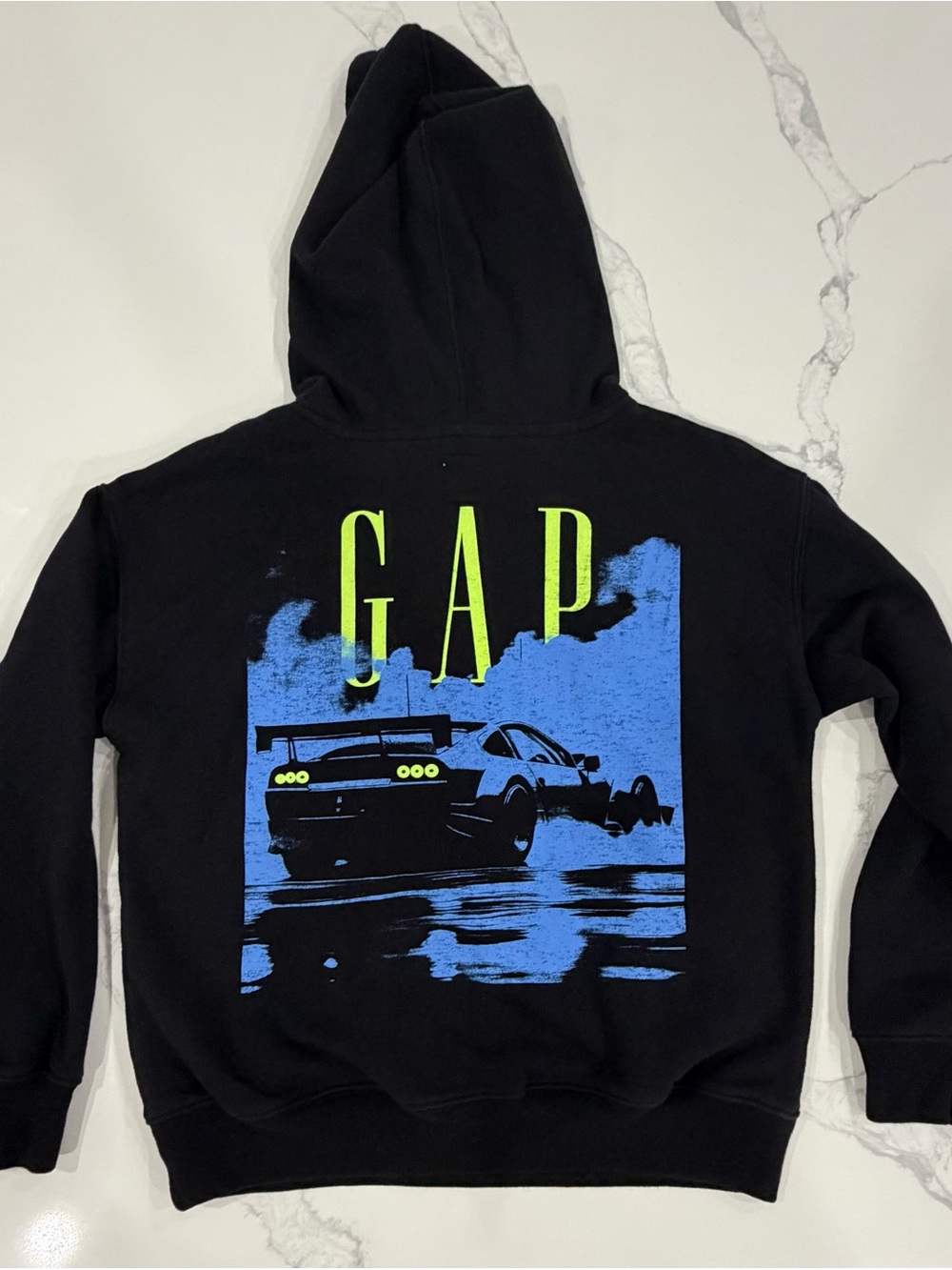 Gap Kids Boys Relaxed Fit Sportscar Graphic Fleece Hoodie Black Size Large 10